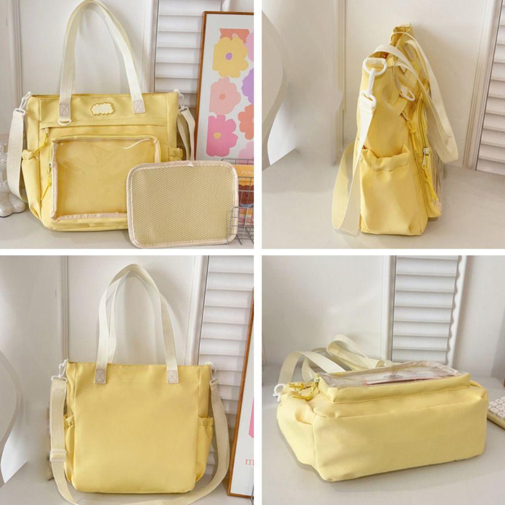 Прозрачный карман на молнии Сумка Большая вместимость Холщовая сумка через плечо Портативная Итабаг Мужская