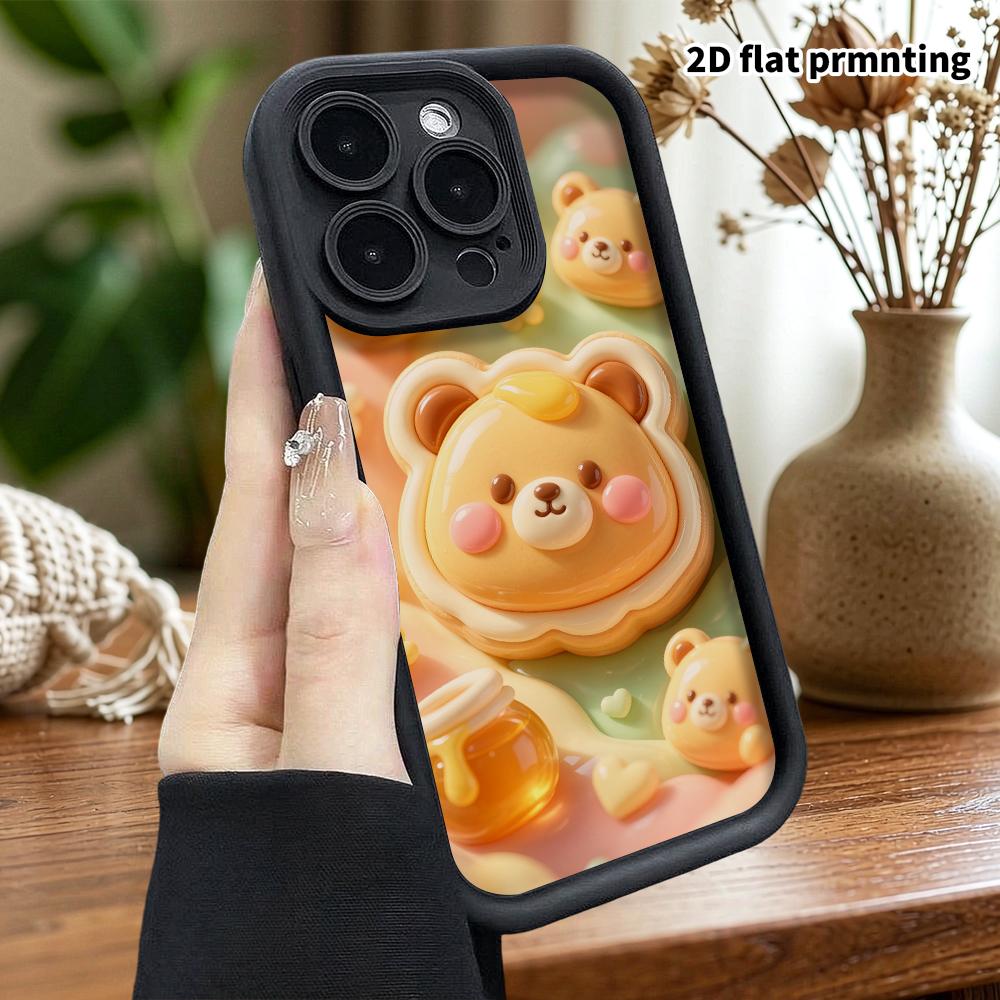 Чехол для телефона: 2D плоский дизайн, подходит для iPhone 18 17 16 15 14 13 Pro, печенье-мишка Хани, идеальный подарок на Рождество и Хэллоуин