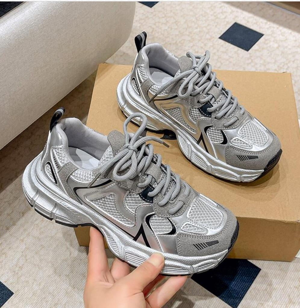 Мода 2024 года, женские роскошные кроссовки на толстой подошве, модная повседневная обувь, кроссовки, женские сетчатые дышащие кроссовки на толстой подошве для тенниса, вулканизированные туфли