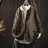 Women Vintage Knitted Sweaters Autumn Solid Color Button Patchwork Pockets Female Casual Sweaters