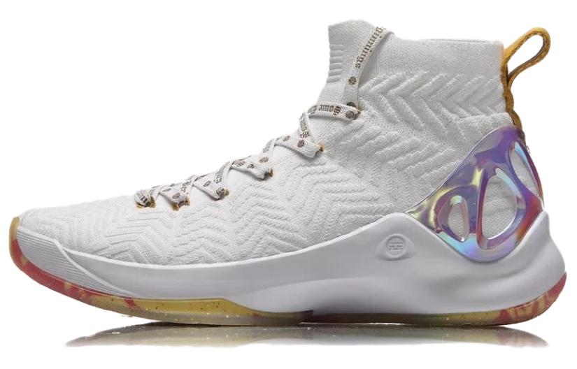 Li Ning CF Tracing The Heart Of Supo Non slip Lightweight High top Vintage Basketball Shoes Men's White ABAN035-6