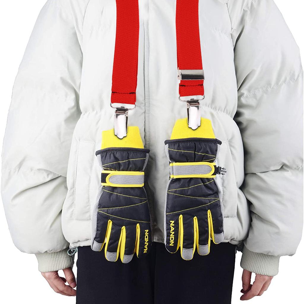 2 шт. Детские регулируемые эластичные перчатки-ловушка, зажим для перчаток, держатель для зимних видов спорта на открытом воздухе, зажим для варежек, вешалка для шапки, красный