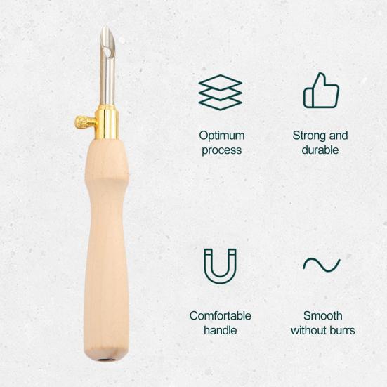 Embroidery Needle Wooden Handle Embroidery Punch Needle Pen Weaving Tool DIY Craft Stitching Applique