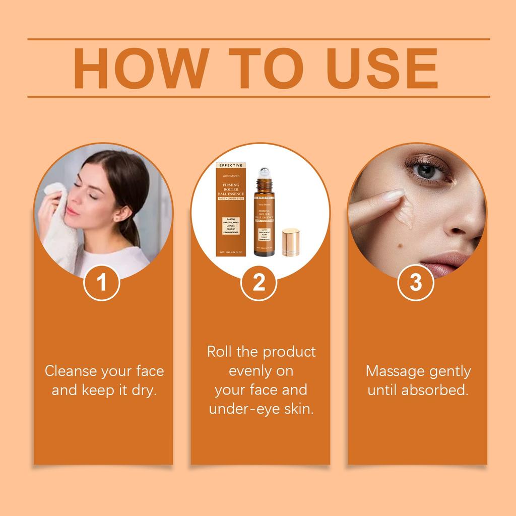 Facial Firming Roll-On Serum, Daily Moisturizing Serum Plifies The Skin, Radiant, All Skin Types, Moisturizes And Nourishes,10ML