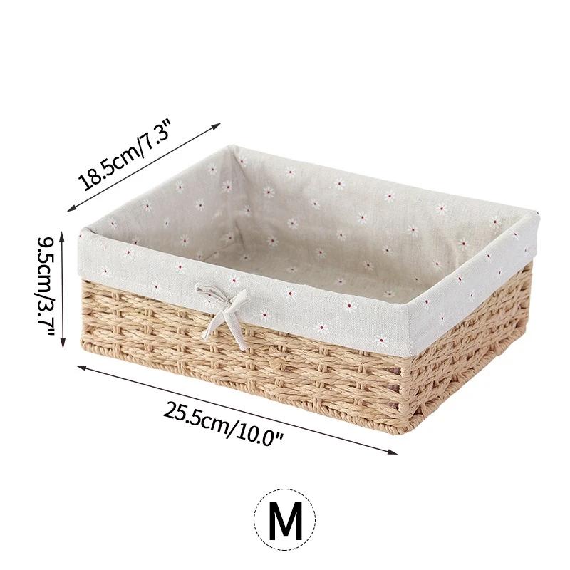 Woven Storage Baskets Organizers Kitchen Sundries Storage Baskets Cosmetics Snack Storage Box Desktop Organizer Container