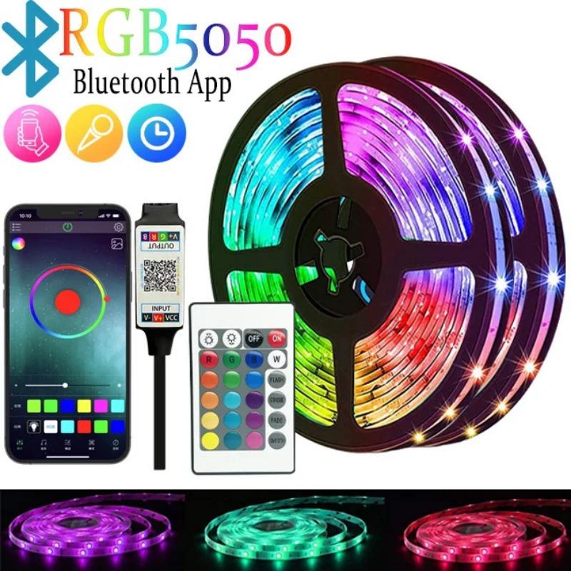 Светодиодная лента RGB 5050 5 В 1-30 м, 16 миллионов цветов, светодиодная лента RGB, музыкальная синхронизация, смена цветов для вечеринки дома