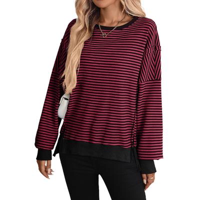 Осень Зима Новый Свитшот Кэжуал Свободного Кроя с Круглым Вырезом и Цветными Блоками