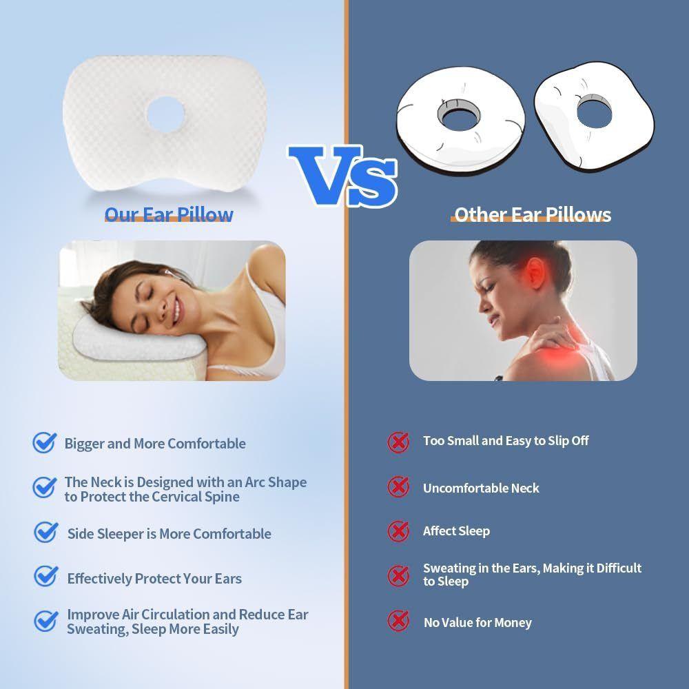 Дышащая подушка с изогнутым боком для сна, эргономичная подушка для ушей для облегчения боли в ушах