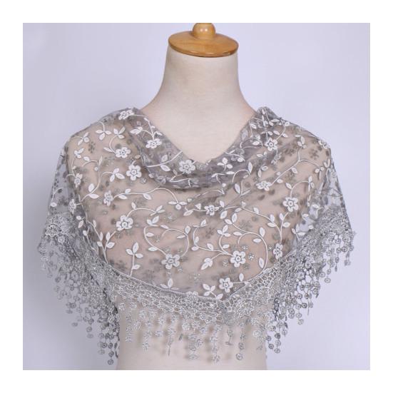Stylish Flower Pattern Decorative Solid Color Summer Women Lace Elegant Shawl Daily Wear Scarf