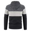 Men Hooded Sweater Coat Color Block Long Sleeve Drawstring Slim Fit Autumn Winter Plush Lining Knitted Cardigan Sweater Streetwear