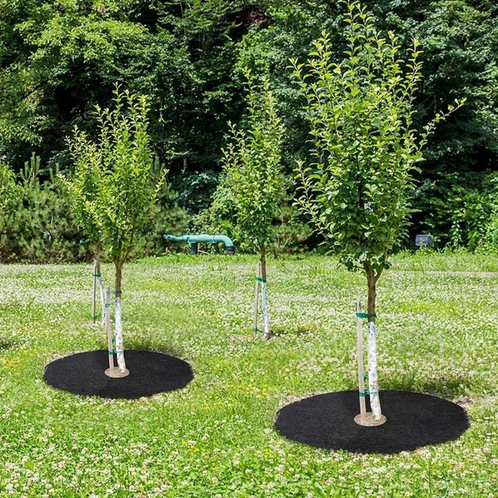 4 PCS Anti Grass Ring Weeding Barrier 15cm-42cm Weed Control Ground Cover New Non-Woven Tree Mulch