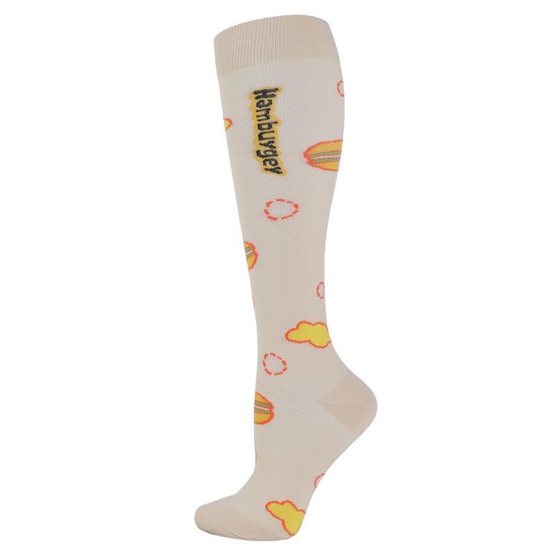 Unisex Compression Socks Calf Pressure Stockings Compresse Sports Marathon Varicose Veins Yoga Men Women Nurse Cartoon Pattern