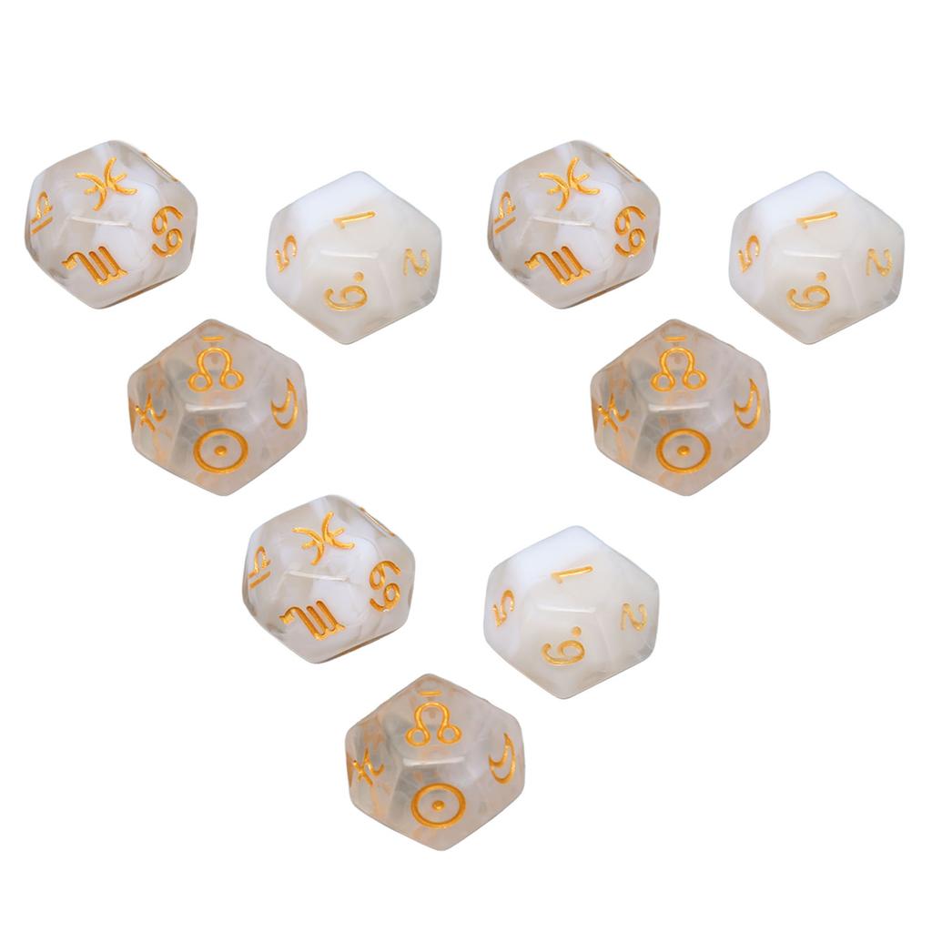 9PCS Polyhedral Dice Set Waterproof Plastic Lightweight Portable Table Gaming Dices for Travel Picnic White