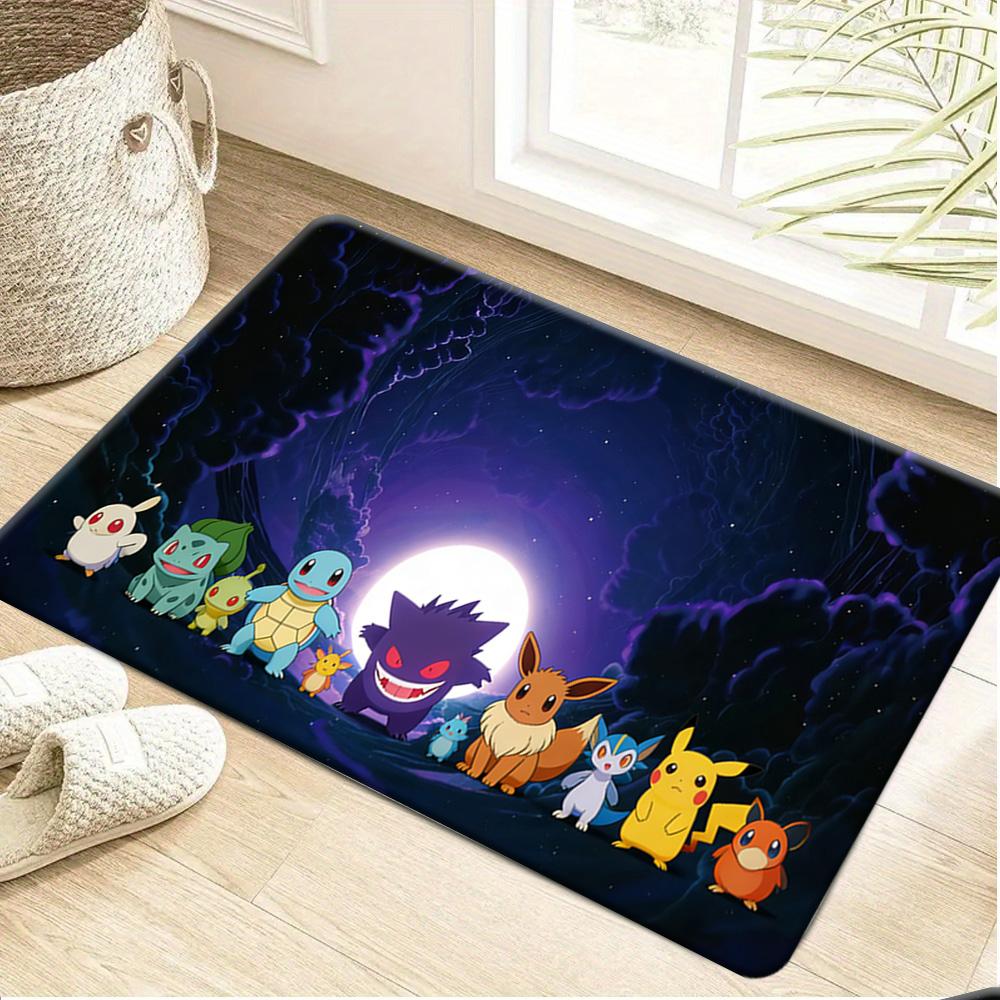 Lucario & Pikachu Snowy Campfire Print Non-Slip Floor Mat Doormat