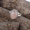 Rose Quartz Gemstone Ring, Oval Cabochon Ring, Handmade Ring, Designer Jewelry, Birthstone Jewelry,925 Silver Ring