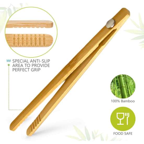1/2 шт. бамбуковые щипцы для тостера, магнитные щипцы для сервировки еды, мини-нескользящие бамбуковые принадлежности для салата с беконом и хлебом