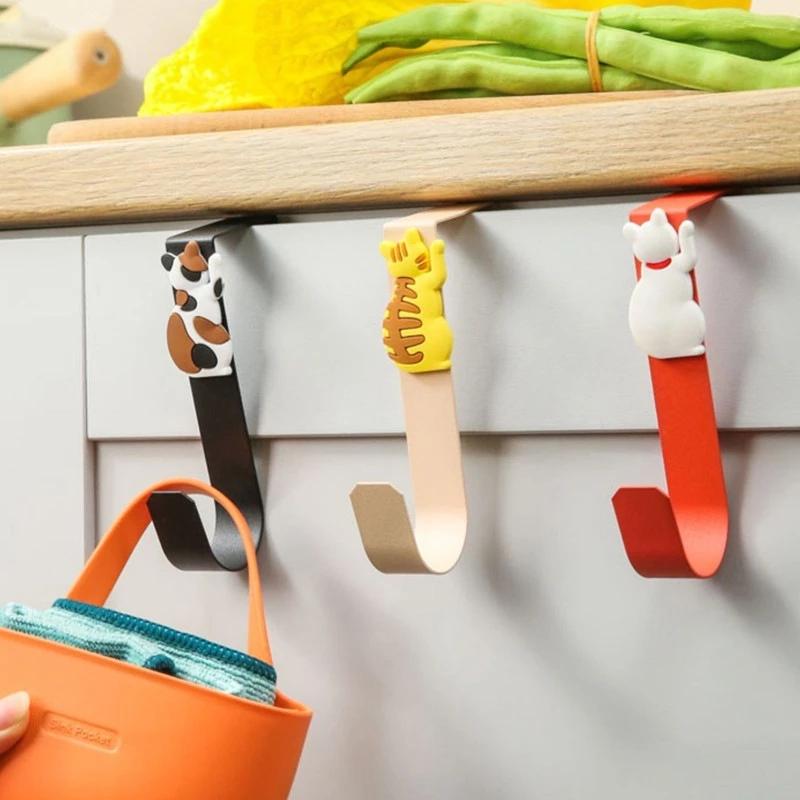 6 шт. стальных крючков для кошачьей двери, аксессуары для ванной комнаты, кухонный шкаф, вешалка для хранения одежды, крючок для подвешивания полотенец в ванной комнате