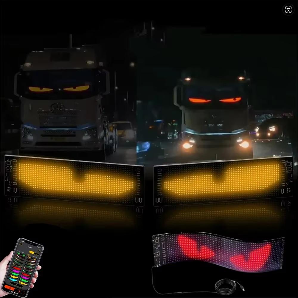 Светодиодная матричная пиксельная панель для автомобиля с управлением через приложение, RGB граффити, бегущая строка, рекламная доска, DIY забавный шаблон, анимационный дисплей