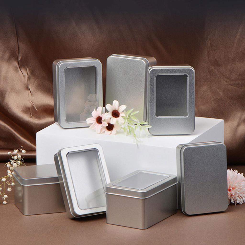 Metal Rectangle Silver Color Playing Cards Storage Box Money Coin Holder Box Candy Key Case Business Card Storage Can