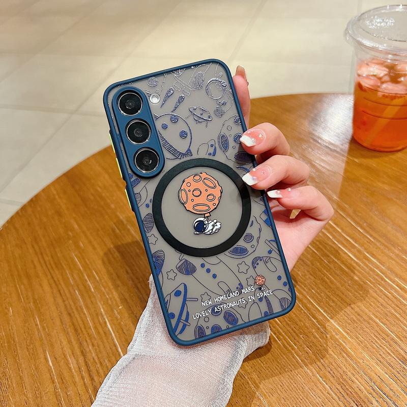 Чехол для телефона с изображением астронавта из мультфильма для Samsung S24 S23 + S22 Ultra S21FE iPhone 15 14 Pro Max 13 12 11 8 7 противоударный магнитный чехол