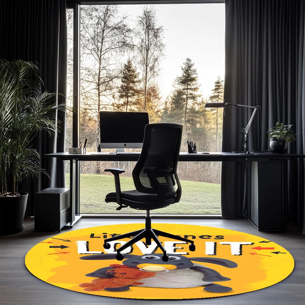 Shaun the Sheep Printed Round Rug Carpet Chair Rug Area Rug Entryway Doormats,for Office Chair Living Room Bedroom Kitchen Room.