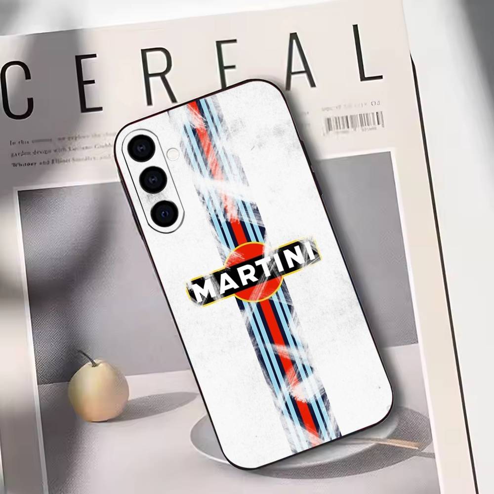 M-Martini Racing Horizontal Stripe Phone Case For Samsung Galaxy A73,A72,A71,A70,A53,A52,A51,Others Soft Black Cover
