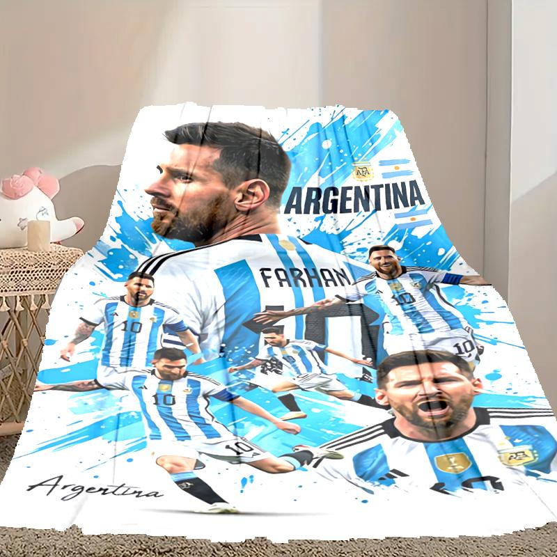 1pc Snug Football Star Messi Blanket, Lightweight & Durable Print Blanket, Perfect for Home, Couch, Bed, Picnic, Travel, Office