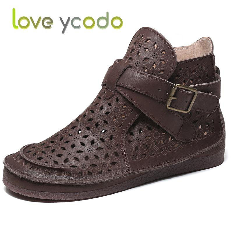 Женские летние удобные повседневные ботильоны из натуральной кожи Love Ycodo