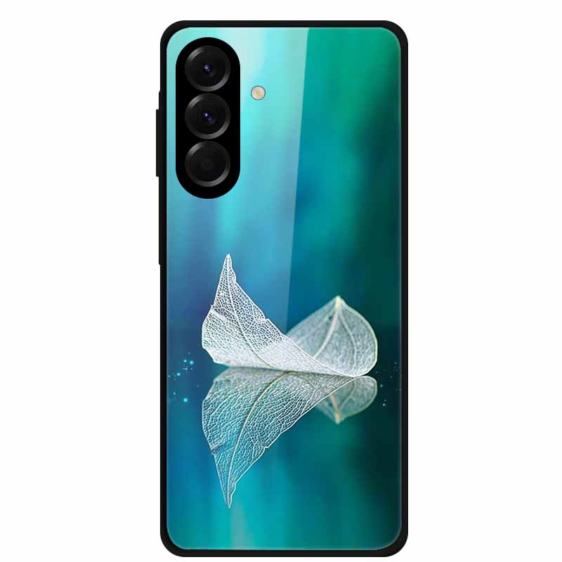 Закаленное Стекло Чехол для Телефона для Samsung Galaxy S24 FE Чехол Жесткая Поликарбонатная Задняя Крышка Оболочка для Galaxy S24FE S 24 FE 5G Жесткие Чехлы Цветок