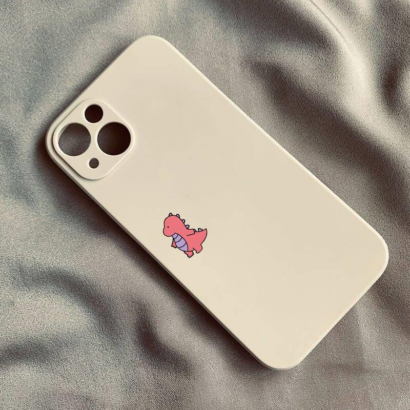 Милый чехол для телефона с мультяшными динозаврами для iPhone 16 15 14 11 12 13 Pro Max Mini 16E 17 Pro. Минималистичный силиконовый чехол для влюбленных.