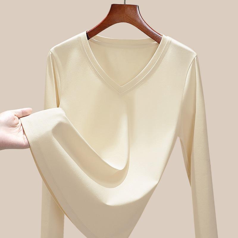 Mercerized Cotton Women's Long-sleeved Early Autumn New Khmer Bottoming Shirt Solid Color Spring and Autumn Top