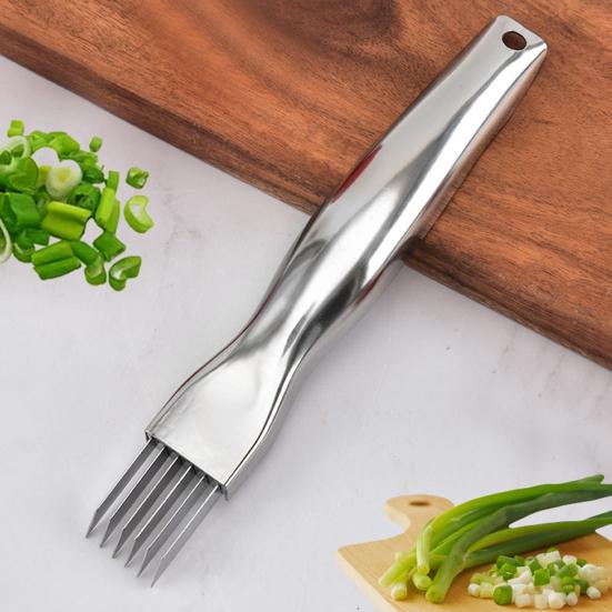 Слайсер для лука из нержавеющей стали, 6-лезвийный измельчитель зеленого лука, резак с нескользящей ручкой, кухонный измельчитель овощей, инструмент для зеленого лука