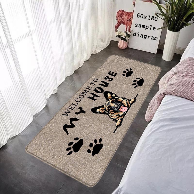 Doormat German Shepherd DogFlannel Floor Mat  Cute Dogs Cats Indoor Foot Rug Fluffy Bedside Mats Corridor Carpet Balcony Decor