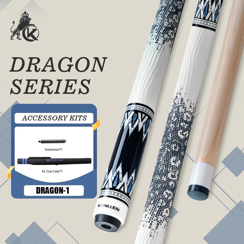 KONLLEN Pool Cue Stick 147cm Billiard Cue Stick Cue Head XTC Ferrule Extension Cue Bag 10.5mm, 11.5mm, 12.5mm