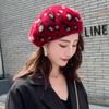 Retro Leopard Imitation Mink Beret Female Winter Hat Japanese Painter Hat