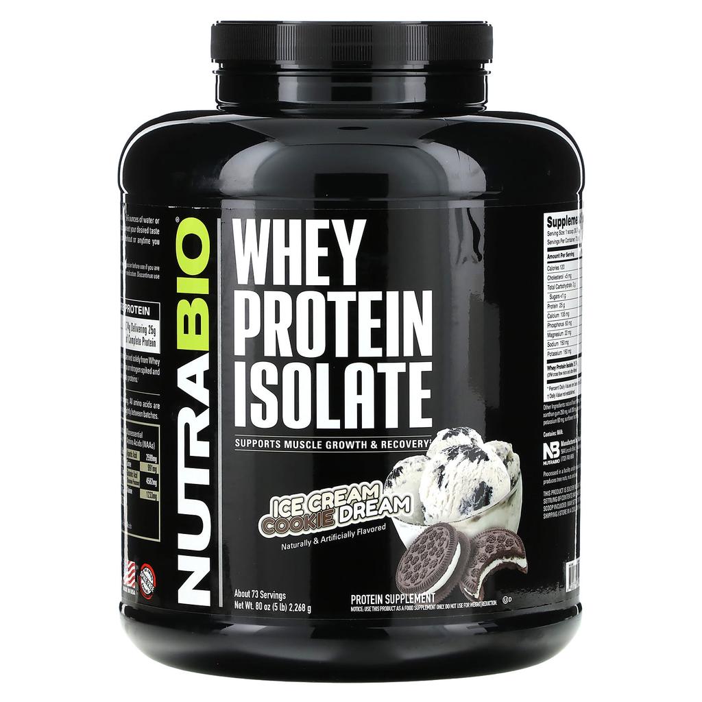 NutraBio Whey Protein Isolate, Ice Cream Cookie Dream, 2,268g (5lb)