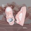 Women Pink Platform Skateboard Shoes Fashion Lace-up Comfortable Vulcanized Shoes Women Casual Sneakers Pu Leather Jogging Shoes