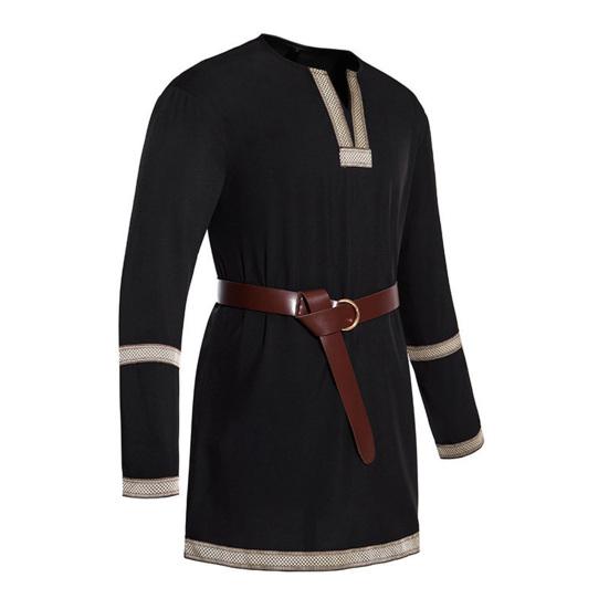 Средневековая туника викингов, рубашка с v-образным вырезом и длинными рукавами, вышивка, унисекс, косплей, сцена, события эпохи Возрождения, костюм на Хэллоуин, пиратский топ