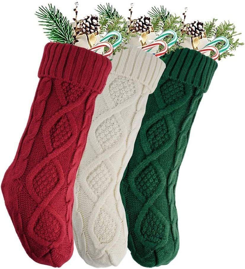1/3pcs Christmas Stockings Large Size Cable Knit Long Tube Stocking Christmas Decorations for Home Fireplace Holiday Party Decor