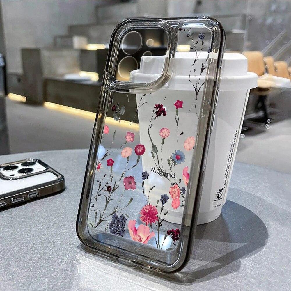 Flower Case For iPhone 11 Case iPhone 13 14 Pro Max 12 Pro XS Max 14 8 Plus XR SE Clear Shockproof Cover For iPhone 13 Pro Max