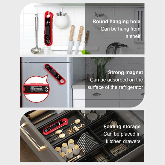 Водонепроницаемый пищевой термометр зонд цифровой дисплей высокоточный складной дизайн функция открывалки для бутылок беспроводной термометр для мяса питание от батареи