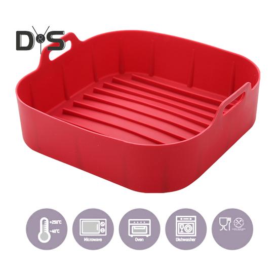 Silicone Air Fryer Baking Pan Liners with Handles Food-Grade Silicone Oven Liner Non-Stick Reusable Airfryer Accessories for 4-6 Qt Air Fryers