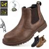 WaterProof Safety Work Shoes For Men Steel Head Leather Boots Male Footwear Indestructible Construction Brown Botas Work Shoes