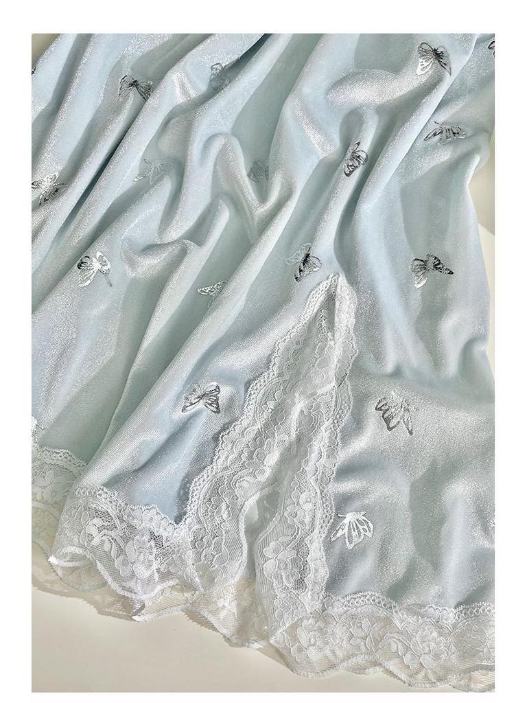 Сексуальная ночная сорочка-майка «Бабочка» 2025 с вкладышами для груди - Золотой бархатный стиль