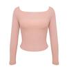Женский осенне-весенний топ с глубоким вырезом и квадратным вырезом, приталенный крой с длинным рукавом