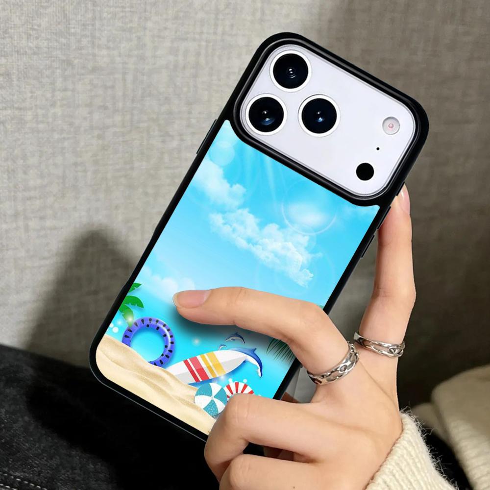Чехол Case для iPhone 17 Air 16 Pro Max 15 Plus 11 13 Mini 14 12 Задняя крышка телефона Летний пляж Расслабление Морская звезда Океан Небо Солнце