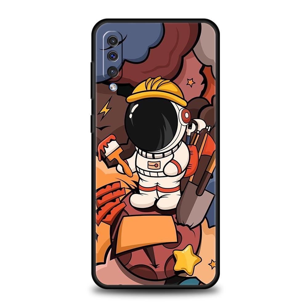 Мультяшный милый чехол-космонавт для телефона Samsung Galaxy A56 A36 A26 A16 A34 A24 A42 A22 A20 A12 A40 A30 A10 5G Мягкий чехол-бампер из ТПУ