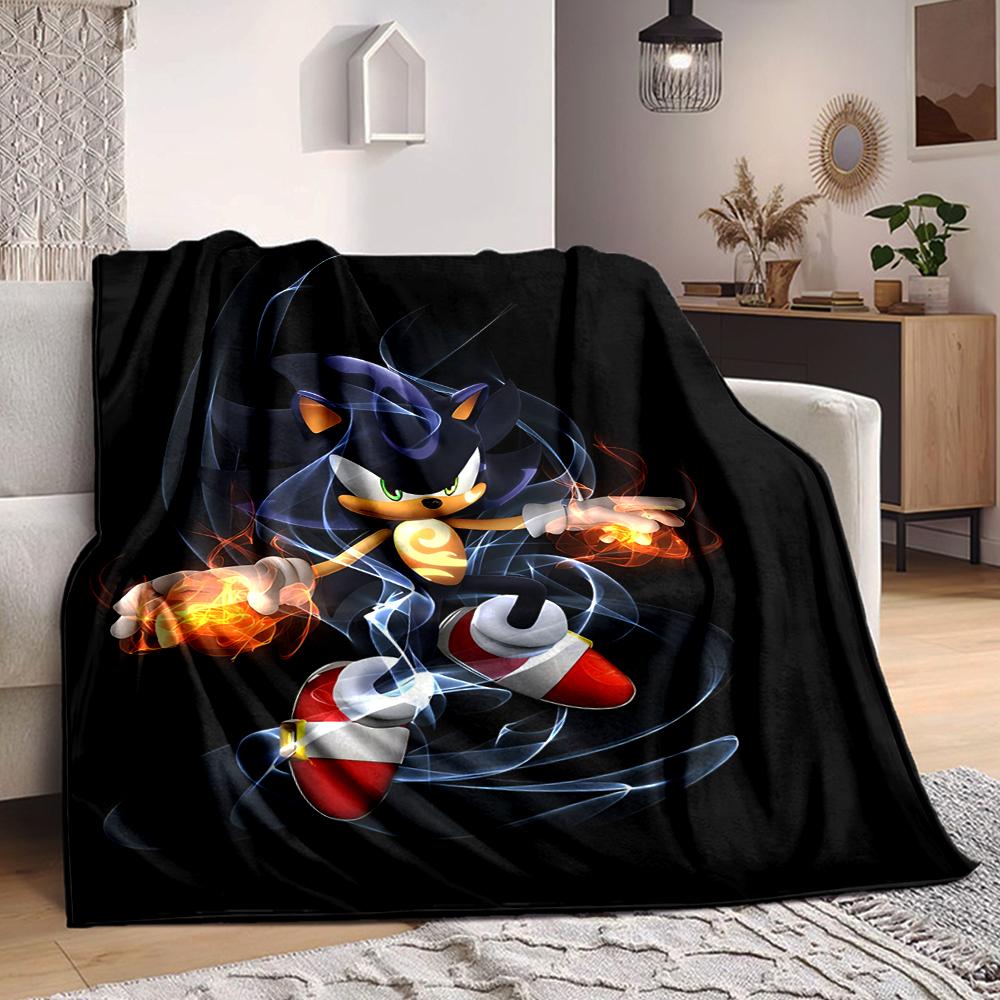 1Pc Shadow Hedgehog Flannel Blanket, Soft And Comfortable, Casual Warm, Camping Travel, Christmas, Halloween Xmas Gift L1318