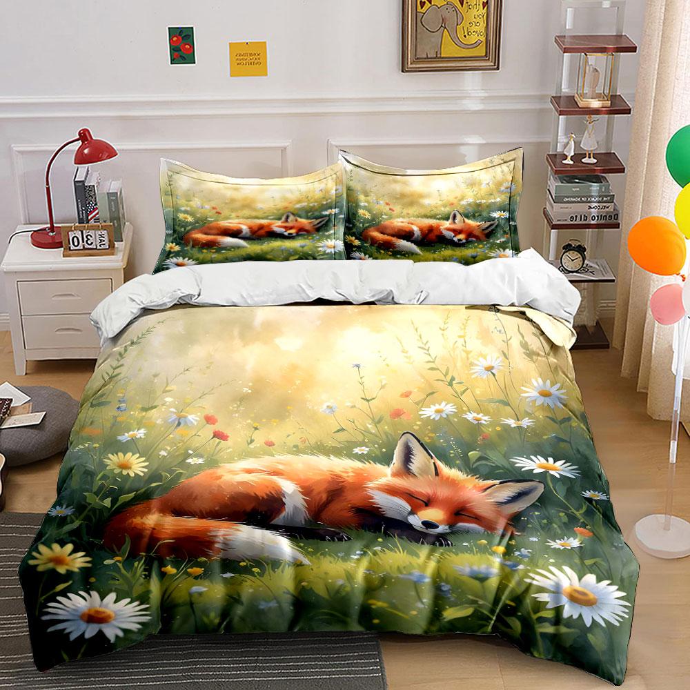 Dreamy fox meadow whispers. Bedding sets Duvet covers Pillowcases(1* Duvet Cover 2* Pillowcases without duvet insert)