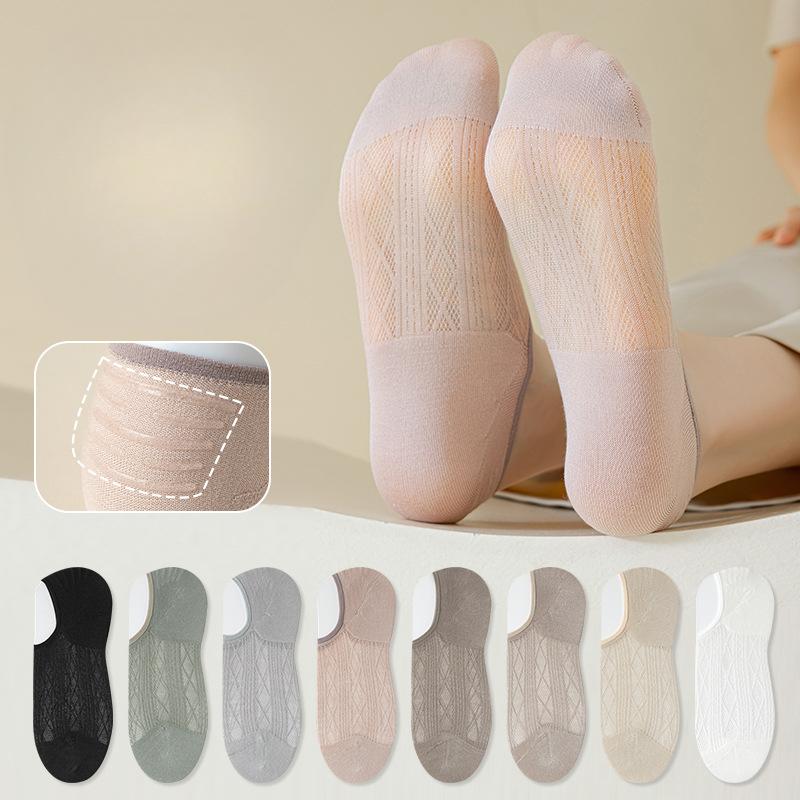 Female Summer Thin Shallow Mouth Breathable Mesh Invisible Non Slip Do Not Fall with Antibacterial Socks